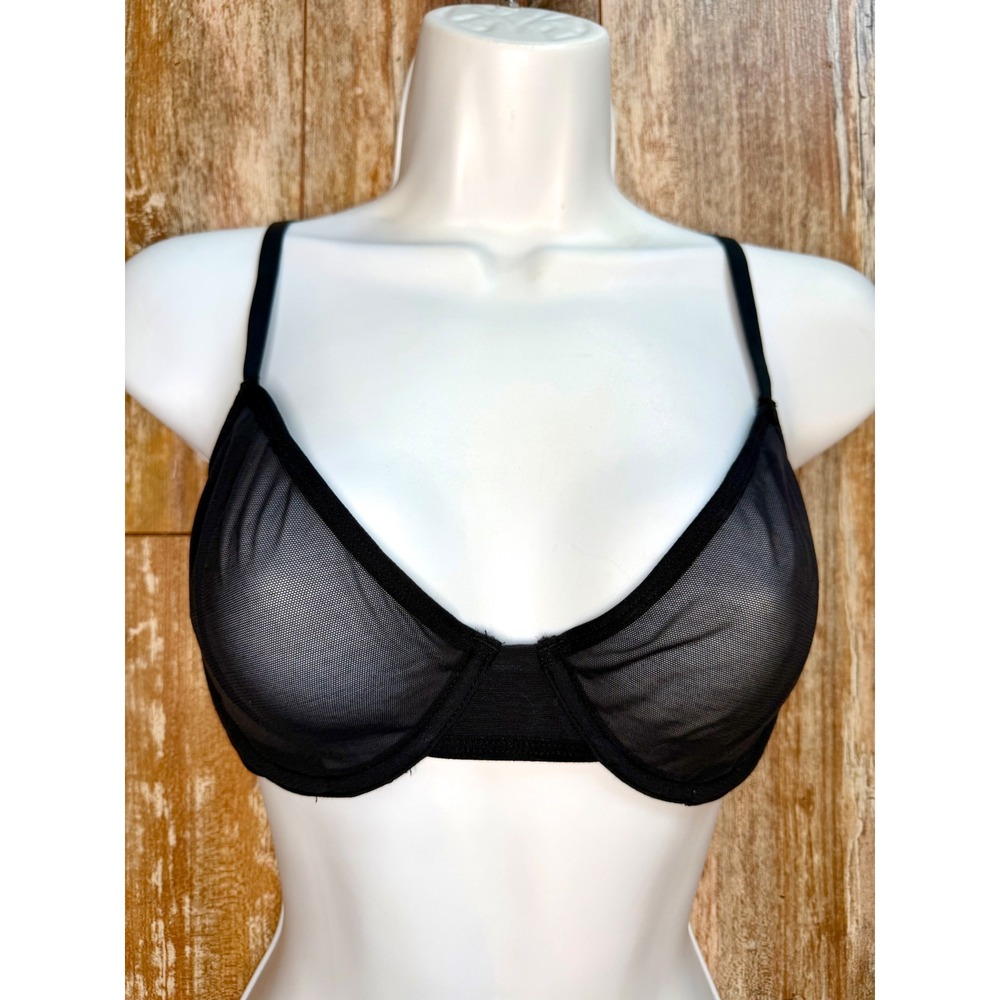 Savage X Fenty by Rihanna Sheer Mesh Underwire Bra Black 34C NWT